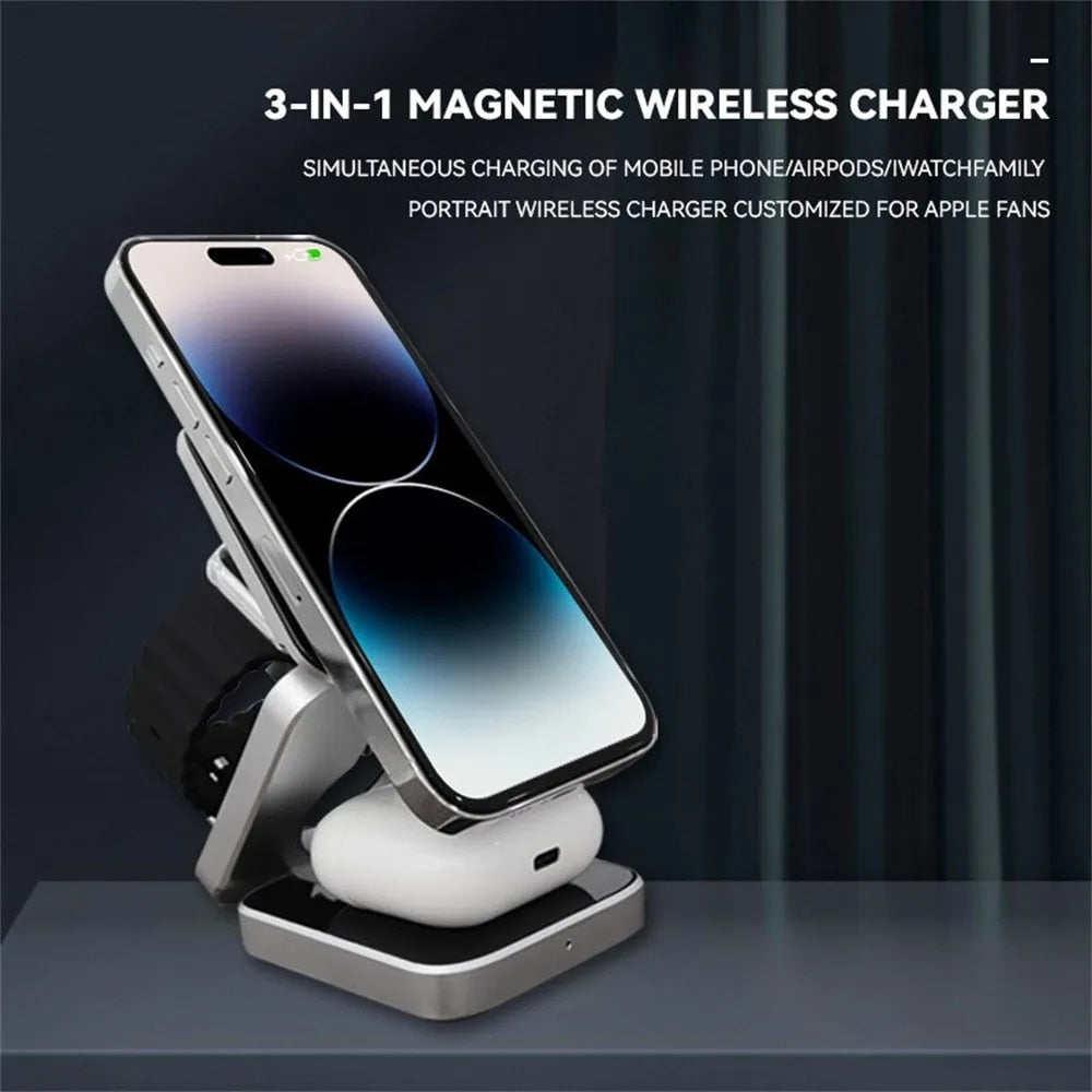3-in-1 Foldable Magnetic Wireless Charger Stand