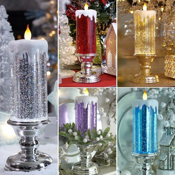 LED Christmas Candles With Pedestal