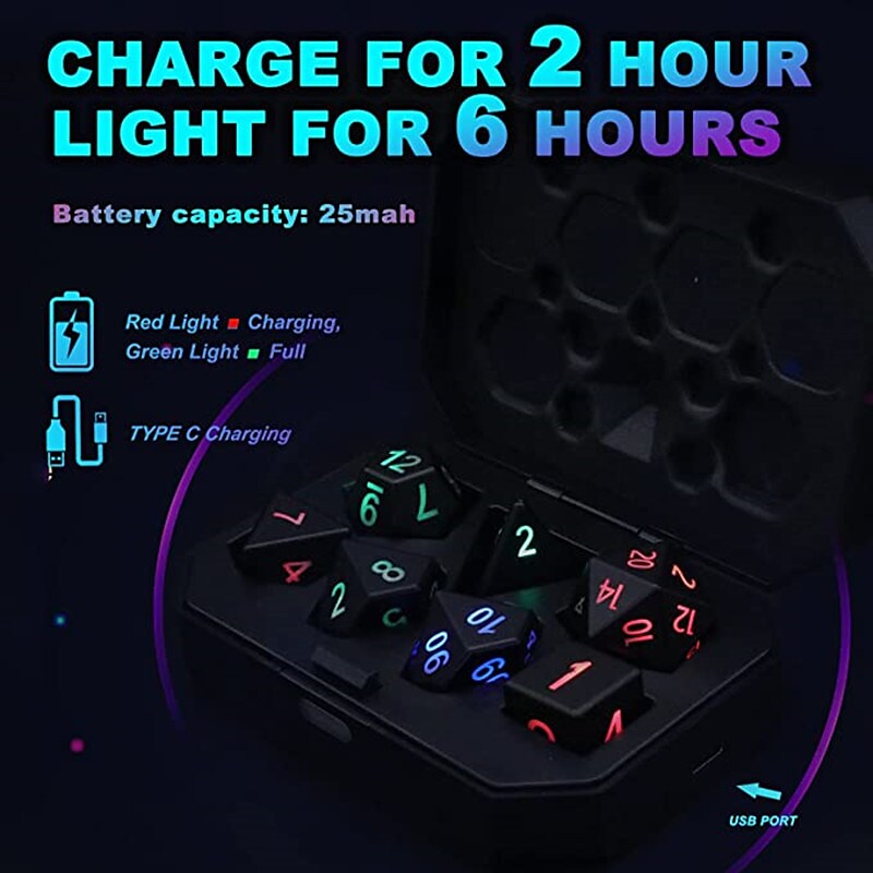 DND Dice Rechargeable with Charging Box（7 PCS）