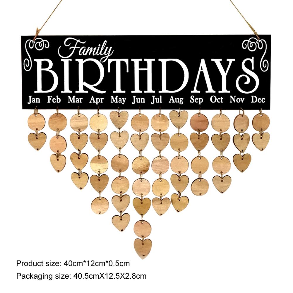 Gifts for Mom and Dad - Wooden Family Birthday Reminder Calendar Board (Smoked Black)